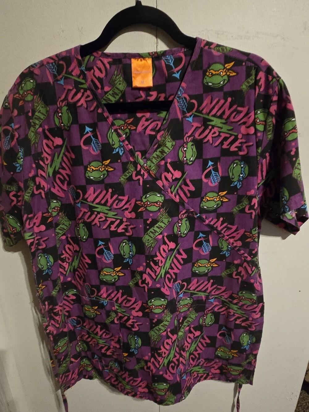 Kids Purple Ninja Turtles Print Scrub Top